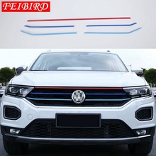 Для Volkswagen T-Roc T Roc 2018 2019 ABS передняя решетка Накладка вставки гоночная решетка украшение цветная полоса 2024 - купить недорого