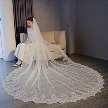 Real Photos  New 3*3 Meter Beautiful Cathedral Length Lace Edge Wedding Brida EE9001 2024 - buy cheap