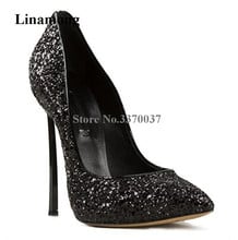 Women Charming Bling Bling Sequined Rhinestone Metal Stiletto Heel Pumps Pointed Toe Crystal High Heels Wedding Dress Shoes 2024 - buy cheap