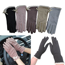 New Fashion Women UV Protection Cotton Lace Antiskid Racing Driving Gloves with Little Dots Pattern 2024 - buy cheap