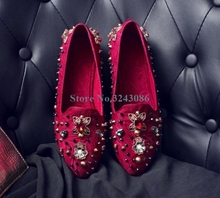 New Round Toe Crystal Flower Loafers Shoes Bling Bling Rhinestone Flat Shoes Studded Jewelry Retro Women Spring Autumn Shoes 2024 - buy cheap