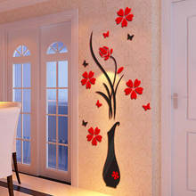 DIY ваза цветок Дерево Кристалл Arcylic 3D наклейки на стену Наклейка домашнее украшение для комнаты гостиная кухня ПВХ наклейки на стену Настенная роспись искусство 2024 - купить недорого