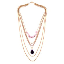 Hot Sale 2016 Multilayer Necklace Gold Color Alloy Chain Semi-precious Stone Indian  Jewelry Ladies Necklace 2024 - buy cheap