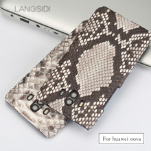 Wangcangli Para Huawei Nova artesanal de Luxo caixa do telefone de couro Genuíno caso de telefone de Couro de Pele python verdadeiro 2024 - compre barato