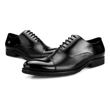 Zapatos de vestir transpirables para hombre, baile de graduación genuino para calzado de cuero, zapatos de negocios masculinos, color negro/marrón 2024 - compra barato