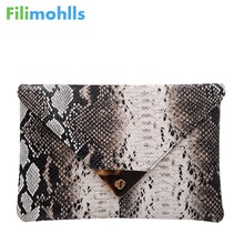 New Fashion Women's Synthetic Leather Messenger Bag  Boa Snake Skin Envelope Bag Day Clutche Purse Lady Evening Bag D42 2024 - buy cheap