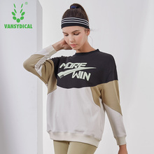 Vansydical Autumn Winter Sports Sweater Women's Gym Running Yoga Tops Long Sleeve Cotton Spliced Fitness Workout Pullovers 2024 - buy cheap