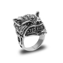 Do punk do vintage lobo biker anel de cabeça de lobo homem amuleto rocha gótico anéis jóias animal melhor presente para o amigo alta qualidade 2024 - compre barato
