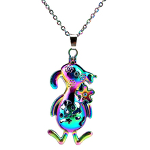 C124 Rainbow Color Magnet Cartoon Animal Dog Cage Pendant Locket Aroma Essential Oil Diffuser Locket 20" Necklace 2024 - buy cheap