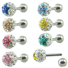Pendientes de acero inoxidable para mujer, Piercing para la oreja de bola de cristal, joyería corporal, 1 par 2024 - compra barato
