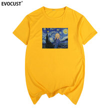 Camiseta estampada van gogh estrelada noite, camiseta masculina estrelada verão algodão, nova camiseta feminina 2024 - compre barato