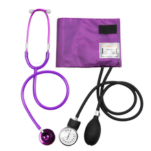 Purple Medical Blood Pressure Monitor BP Cuff Manometer Arm Aneroid Sphygmomanometer with Cute Dual Head Cardiology Stethoscope 2024 - buy cheap