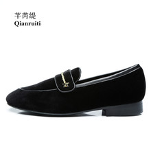 Qianruiti Men's Slip-on Loafers Black Velvet Shoes Gold Rope with Stars Decoration Casual Shoes for Men 2024 - buy cheap