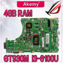 Akemy X456UJ X456UF mainboard Laptop motherboard para For Asus X456U X456UQ X456UB X456UQK X456UV 4GB-RAM I3-6100U GT920M/GT930M DDR3 2024 - compre barato