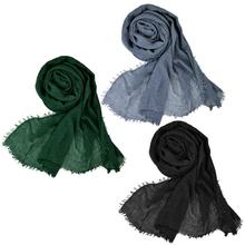 Bufanda de cáñamo de algodón para mujer, chal largo y suave, Hijab musulmán, 180 cm 2024 - compra barato