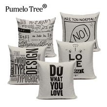 Custom Cushions Black White Elegant Letter Cushion Cover Decorative Pillows For Sofa Home Bubble Chair Woven Linen Throw Pillow 2024 - buy cheap