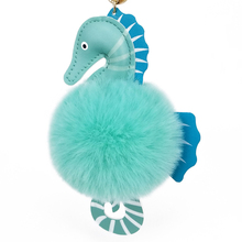 Seahorse keychain with Pu Leather Pompom Fur Balls Women Trinkets Suspension On Bags Car Key Chain Keyrings Toy Key Ring Pendant 2024 - buy cheap