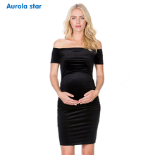 Vestido de maternidad para fiesta de bebé, vestido de embarazo para sesión de fotos al aire libre para mujeres embarazadas, accesorio de trabajo sólido informal para fiesta, vestido de hombro 2024 - compra barato