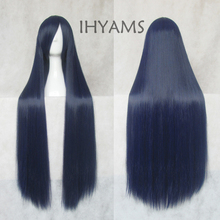 Kuroyuki hime 100cm Blue Black Fusion Long Straight Hair Heat Resistance Cosplay Costume Wig + Wig Cap 2024 - buy cheap