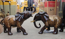25 China Copper Bronze Statue Fengshui Auspicious Carved Elephant Sculpture Pair 2024 - buy cheap