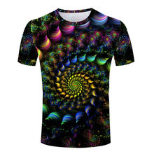 Футболка мужская с принтом 3D, цветная рубашка с радужной спиралью, топ с коротким рукавом и круглым вырезом, Повседневная рубашка, на лето 2024 - купить недорого