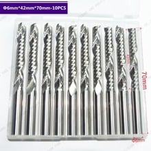 6mm*42mm,10pcs,Free shipping 1 Flute End Mill,CNC milling Cutter,tungsten carbide woodworking tool,PVC,MDF,Acrylic,wood cutting 2024 - buy cheap