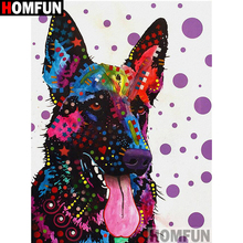 HOMFUN taladro cuadrado/redondo completo 5D DIY pintura de diamante "Dibujos Animados perro de colores" bordado punto de cruz 3D decoración del hogar regalo A13035 2024 - compra barato