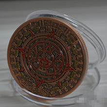 2 pcs Non magnetic The Aztec gold calendar badge brass plated 40 mm Mayan south America souvenir decoration coin 2024 - buy cheap