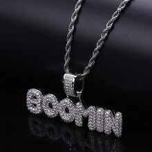 New Arrival Iced Out Letters Pendant Necklace AAA Zircon 2 Colors Mens Necklace Fashion Rapper Hip Hop Jewelry 2024 - buy cheap