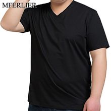 MFERLIER Spring summer men tshirt 5XL 6XL 7XL 8XL 9XL Bust 146cm large size cotton weight 90-150kg plus size V-neck tshirt men 2024 - buy cheap