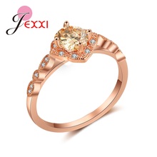 Charm Rose Gold Color TOP Class Round Rhinestones Studded Eternity Wedding Ring for Women Evening Party Jewelry CZ Zircon 2024 - buy cheap