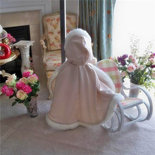 Children's Wedding Shawl Cloak Long Warm Capes White ivory Bride Winter Wedding Cloak Shawl Satin + Artificial Fur Cape Coat 2024 - buy cheap