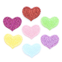 120Pcs/Lot Mix Colors Glitter Heart Appliques Felt Fabric Patches for Craft/Clothes/Wedding DIY Scrapbooking K65 2024 - buy cheap