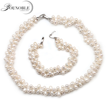 Real Natural Freshwater Multi Layer Necklace Bracelet Set For Women,white Wedding Double Necklace Pearl Sets Gift 2024 - buy cheap