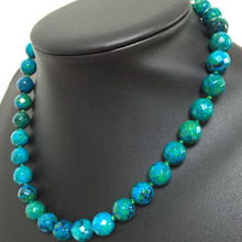 Jewelry 10mm Azurite Faceted Round Beads women diy Necklace 18 " 2024 - buy cheap