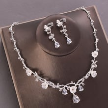 Conjunto de joyería nupcial dorada para mujer, collar de circonita, pendientes de Clip de diamantes de imitación, accesorios de joyería de boda 2024 - compra barato