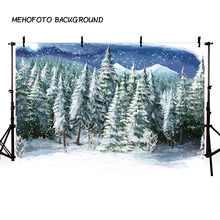 Фон для детской фотосъемки с изображением зимнего снежного леса и гор 2024 - купить недорого