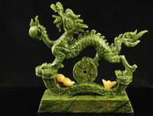 Estátua elaborada de dragão auspiciosa da jade, coleção antiga chinesa artesanal 2024 - compre barato
