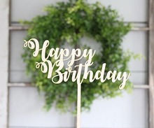 Decoración de madera para tartas de cumpleaños, suministros de regalo, soporte para tartas de cumpleaños 2024 - compra barato