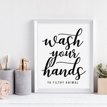 Wash Your Hands You Filthy Animal Wall Art Canvas Poster Print Funny Bathroom Quotes Art Painting Black Typography Home Decor 2024 - buy cheap