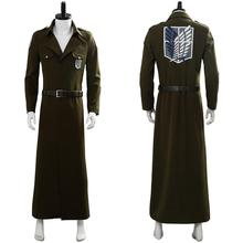 Attack on Titan Cosplay Eren Costume Scouting Legion Soldier Officer Trench Coat Jacket Uniform 2024 - buy cheap