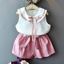 Girls Sets 2020 Summer New Children's Clothing Girls Super-Yang Cute Bow Doll Collar Chiffon Shirt + Loose Lace Shorts Suit 2024 - buy cheap