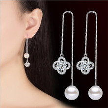 LUKENI Romantic Crystal Star Pearl Female Tassel Earrings Jewelry Lady Fashion 925 Sterling Silver Earrings Women Accessories 2024 - buy cheap