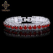 TREAZY Crystal Bracelets For Women Wedding Jewelry Silver Plated Red Rhinestone Chain Link Bracelets & Bangles Femme Pulseira 2024 - buy cheap