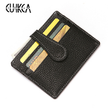 CUIKCA Genuine Leather Women Men Wallet Carteira Cowhide HASP Slim Wallet Coins Purse Business ID Credit Card Cases Card Holders 2024 - buy cheap