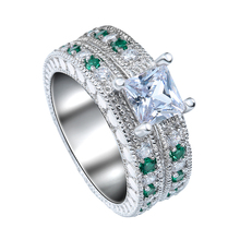 Hainon-pendientes de circonia cúbica para mujer, joyería de lujo, Color plateado, ancho, verde, para boda 2024 - compra barato