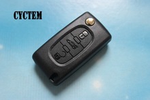 CYCTEM Key Cover 3 Buttons Car Flip Folding  Remote Key Shell Fob Case Replacement Fit For Peugeot 407 CE0523 Type 2024 - buy cheap