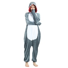 Pijamas de tiburón gris para adultos, ropa de dormir de unicornio, Kigurumi, disfraz de dibujos animados para Halloween, mono de Panda, novedad 2024 - compra barato