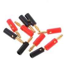 Ootdty 10 peças 4mm liga de cabo de áudio banhada a ouro do alto-falante parafuso de plugue de banana adaptador vermelho + preto 2024 - compre barato