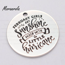 New arried"February Girls Are Sunshine Mixed With A Little Hurricane"Copper necklace Keychain,charm Birth Month Jewelry for her 2024 - buy cheap